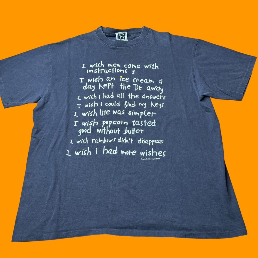 Vintage 1992 Imagine That “I Wish” Men’s One Size Los Angeles Art Shirt